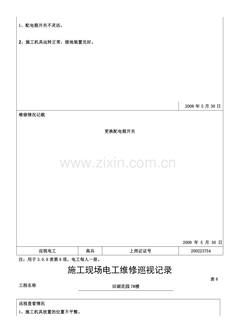 施工现场电工维修巡视记录.doc_第3页