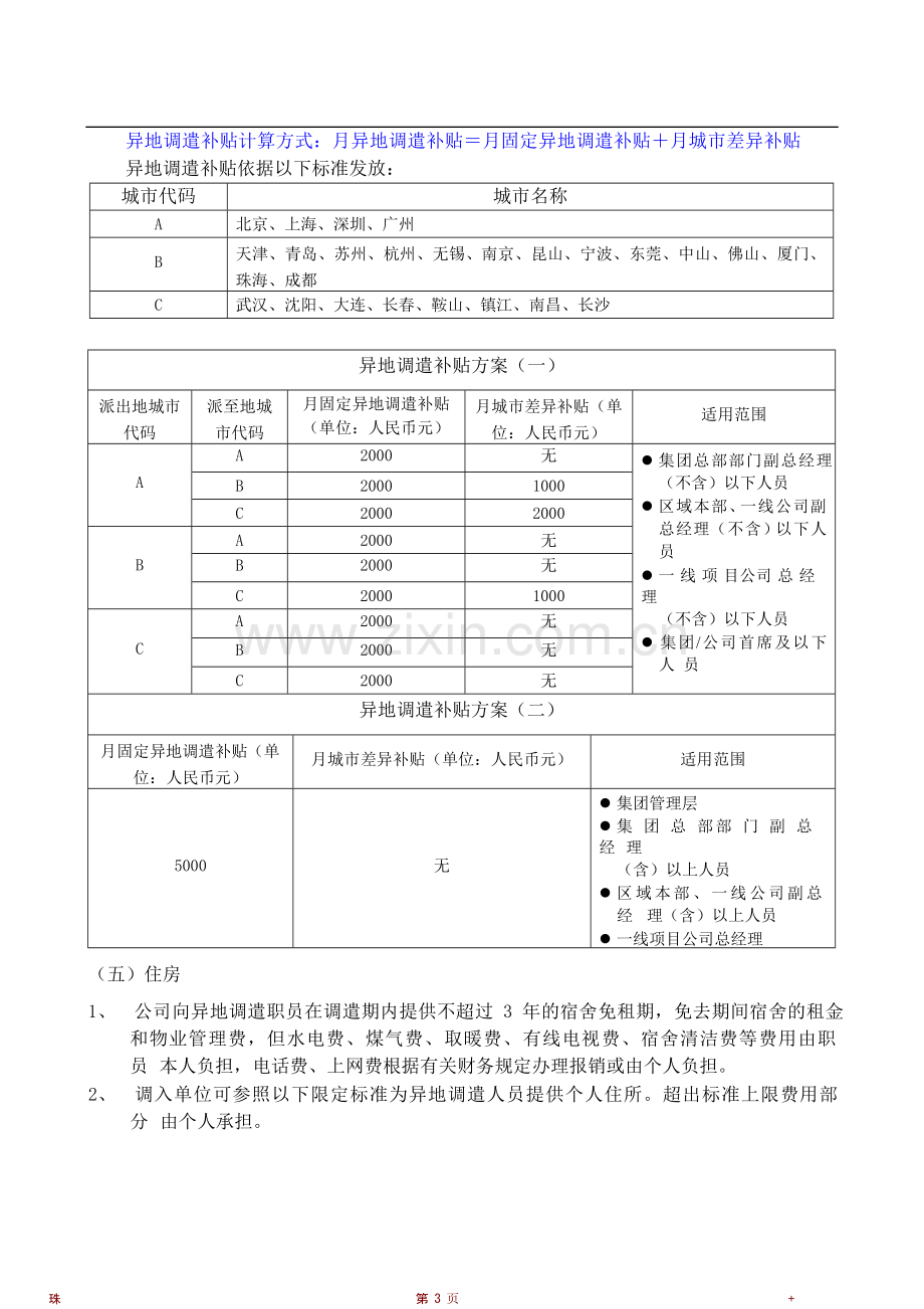 万科集团异地调遣薪酬福利与劳动合同管理办法.doc_第3页