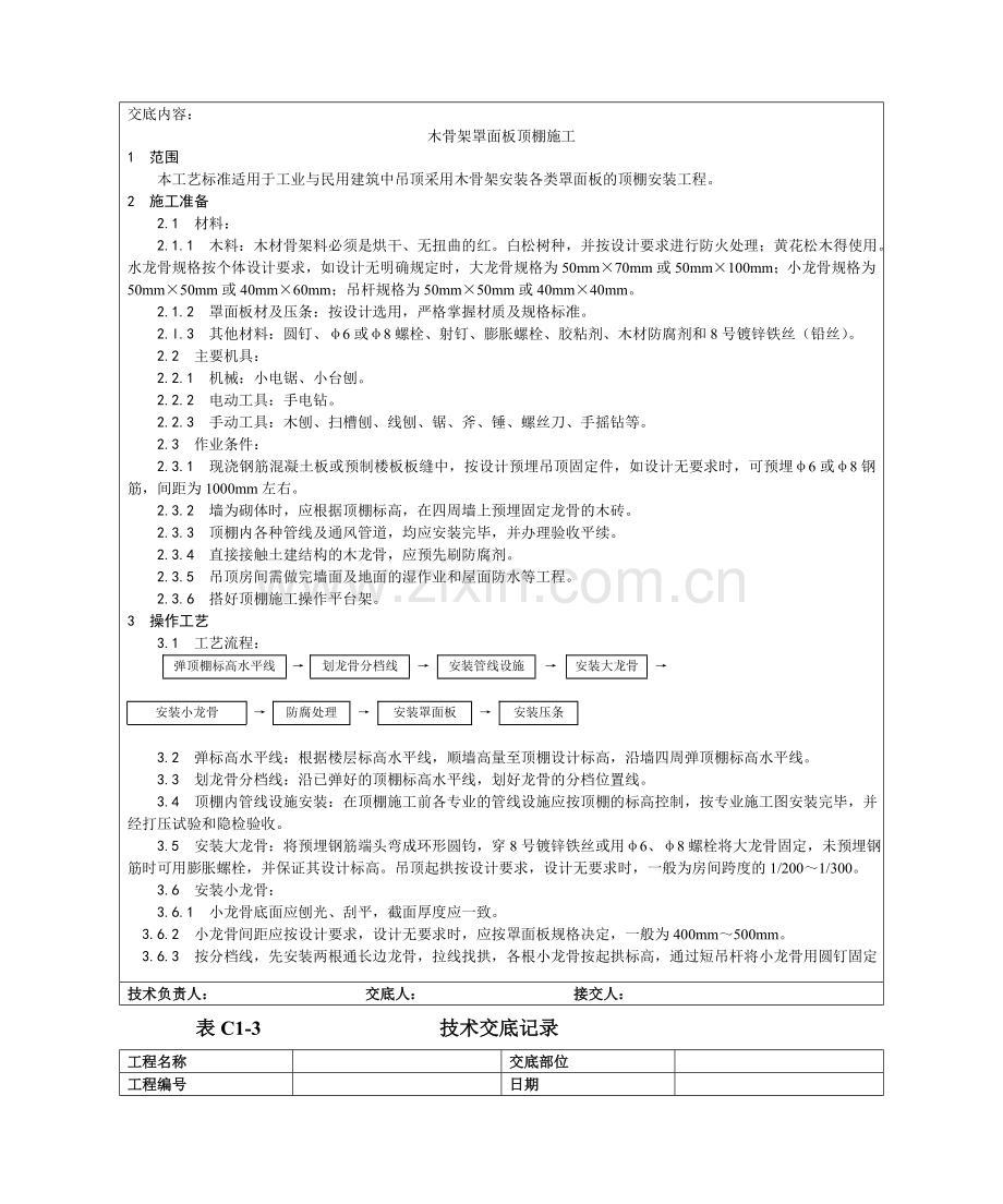 013木骨架罩面板顶棚施工工艺.doc_第2页