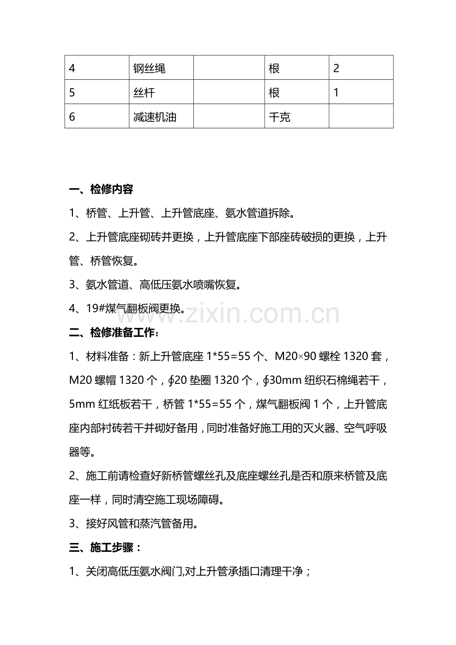 炼焦车间上升管底座更换施工方案.doc_第2页