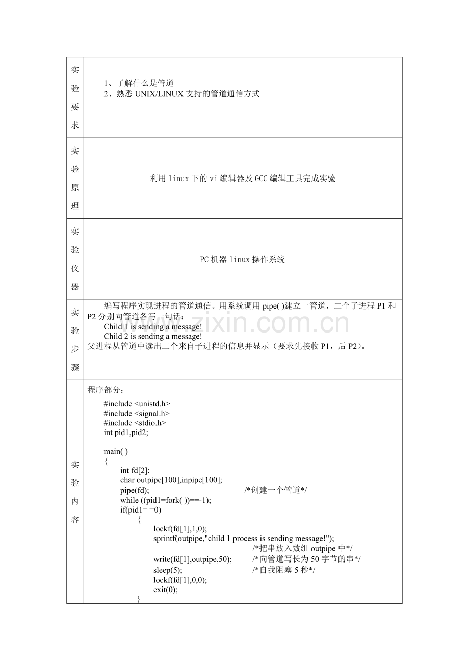 操作系统实验四进程的管道通信实验.doc_第2页