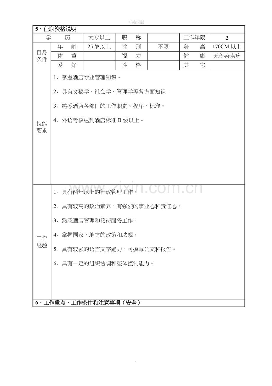 岗位工作说明书(模板).doc_第3页