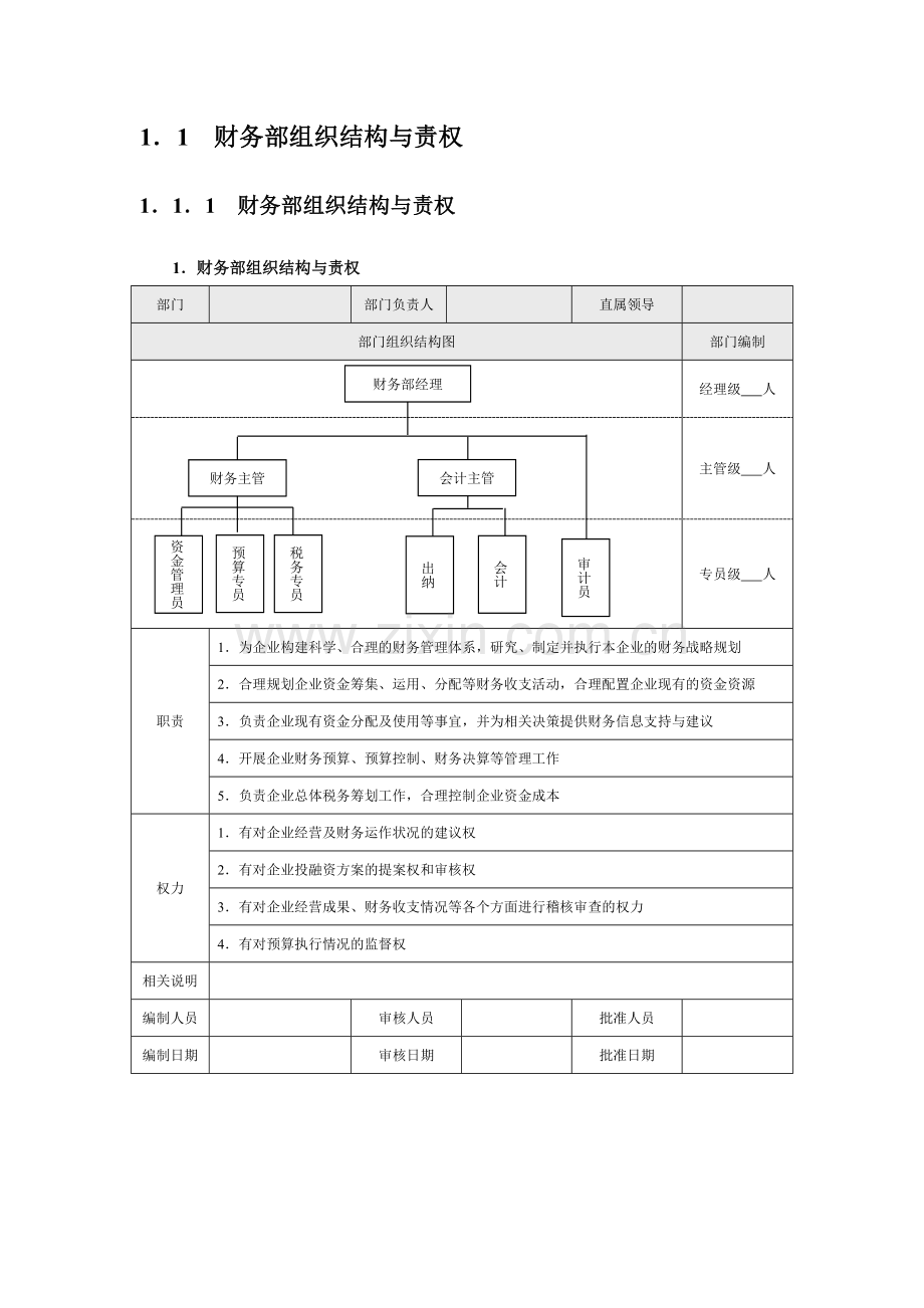 公司财务部组织结构设计与岗位职责.doc_第3页