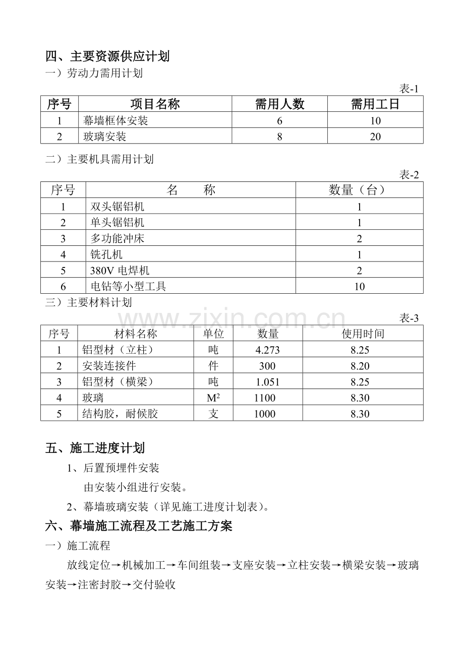 紫云青鸟明框玻璃幕墙施工组织设计方案.doc_第3页