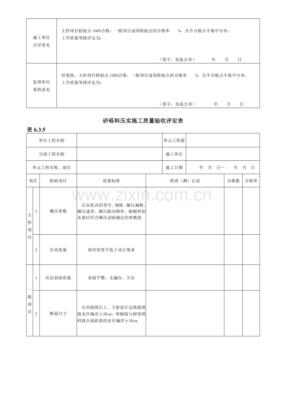 2013年新版砂砾料压实施工质量验收评定表.doc_第2页