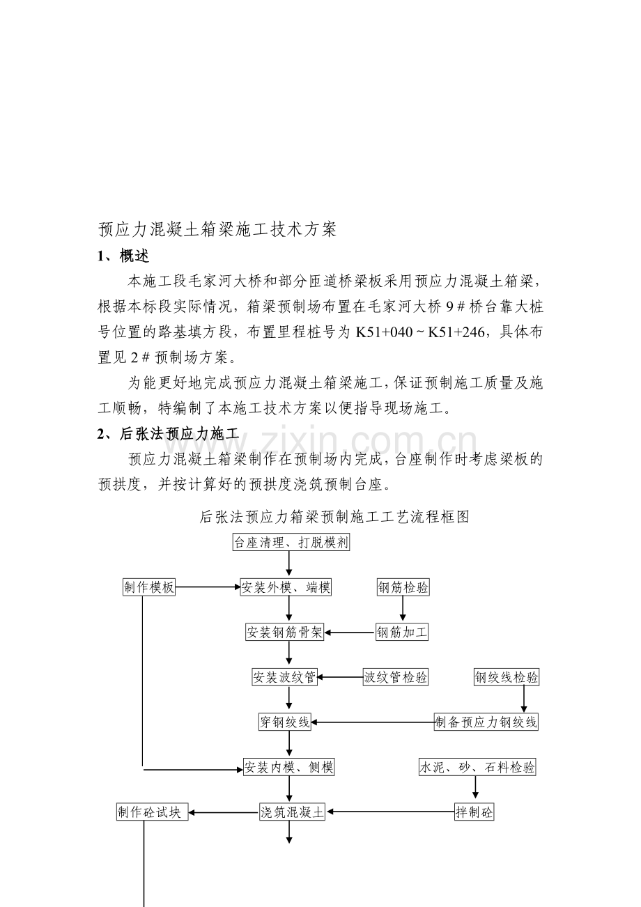 预应力混凝土箱梁施工技术方案.doc_第1页