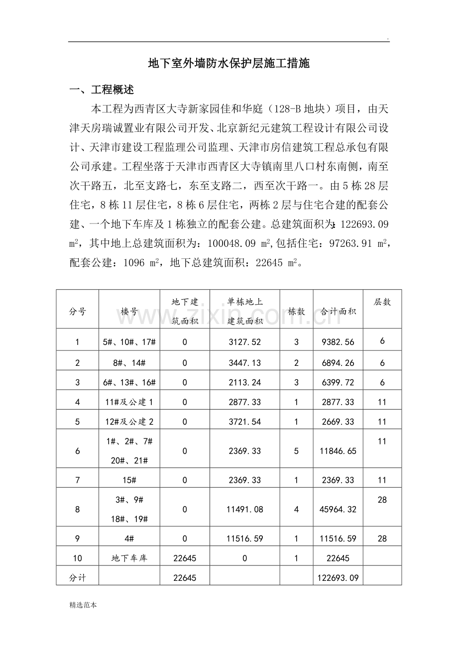 地下室外墙防水保护层挤塑板施工措施.doc_第1页