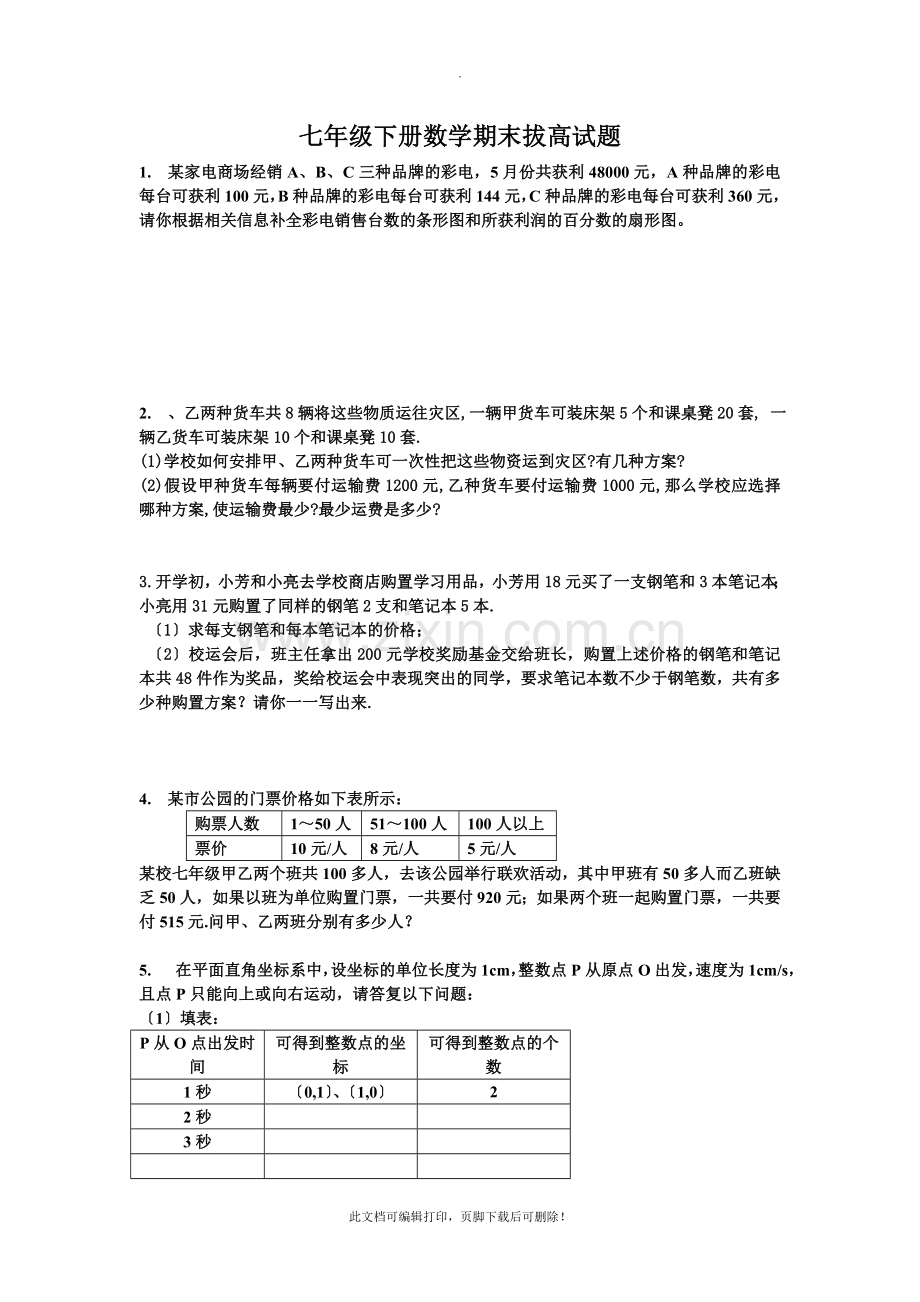 七年级下册数学期末拔高试题2.doc_第1页