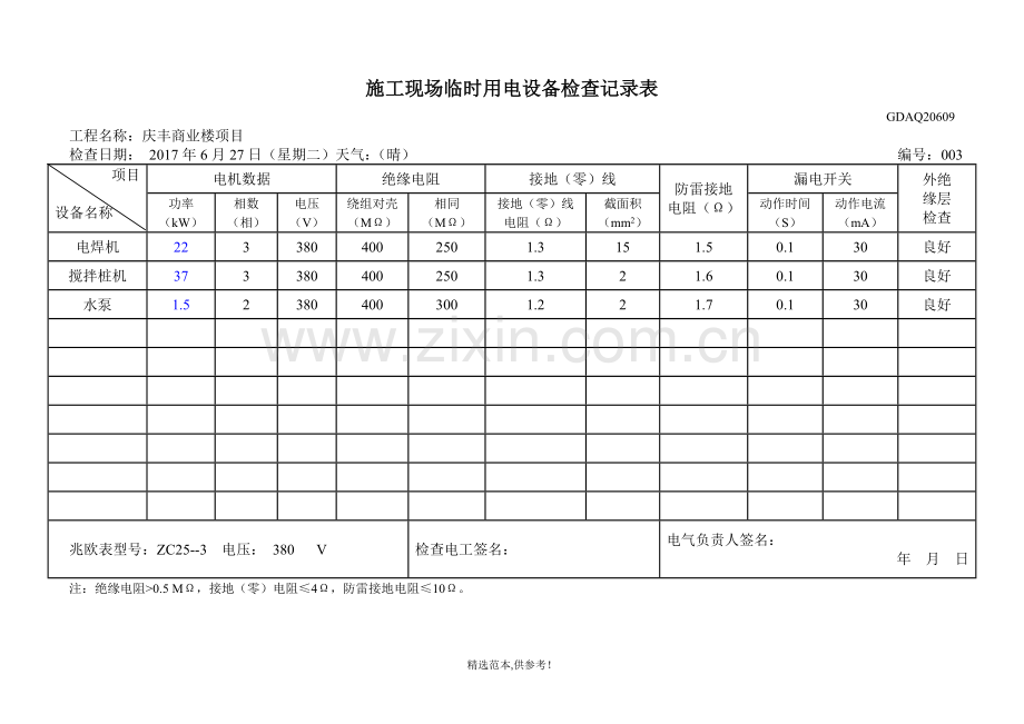 施工现场临时用电设备检查记录表.doc_第3页