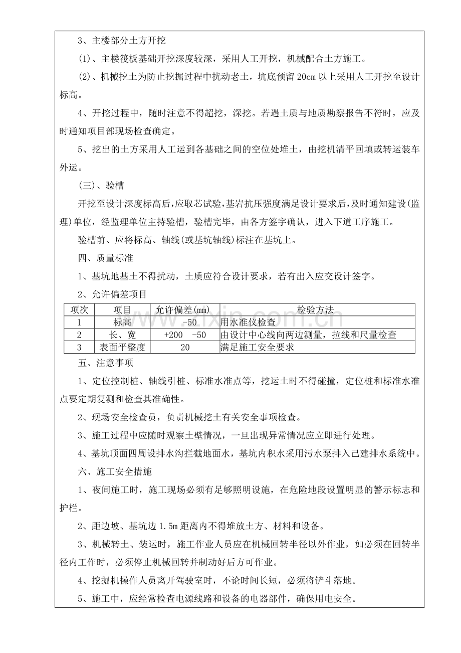 1-01、条基、独立柱基土方开挖施工技术交底记录.doc_第3页