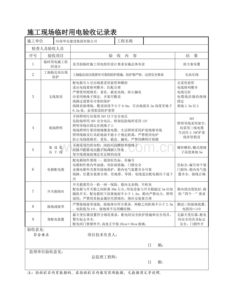 施工现场临时用电安全验收记录表.doc_第1页