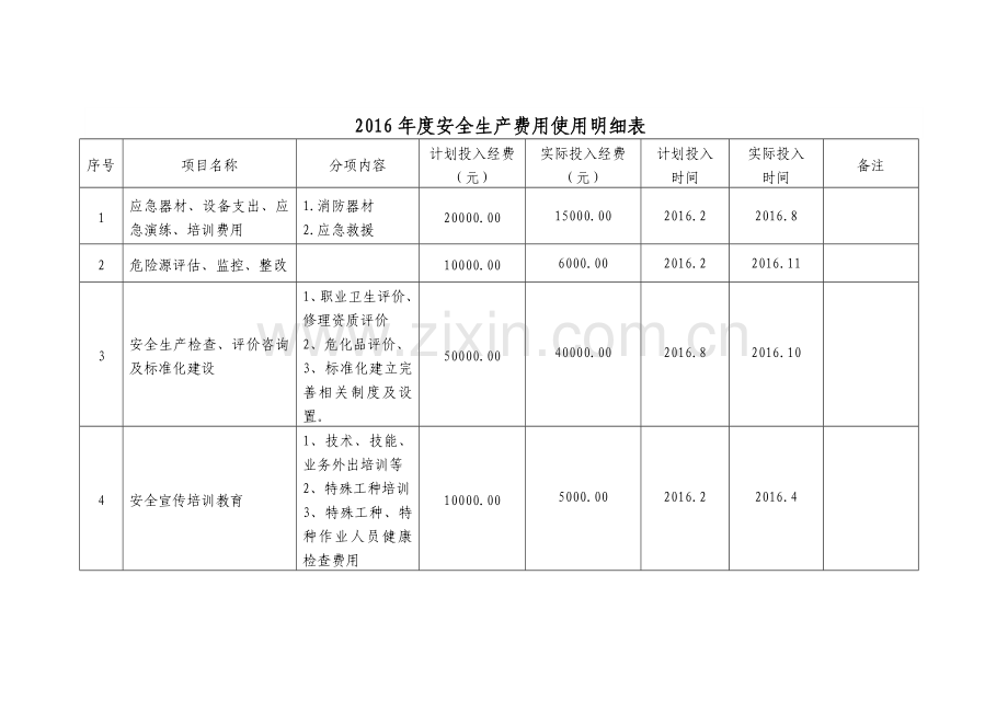 年度安全生产费用投入明细(含预算决算).docx_第1页