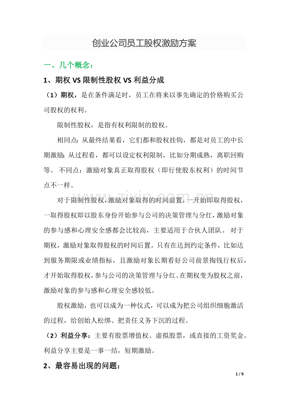 创业公司员工股权激励方案[实操].docx_第1页