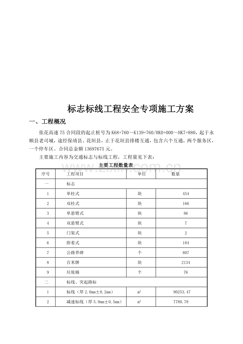 标志标线安全专项施工方案.doc_第1页