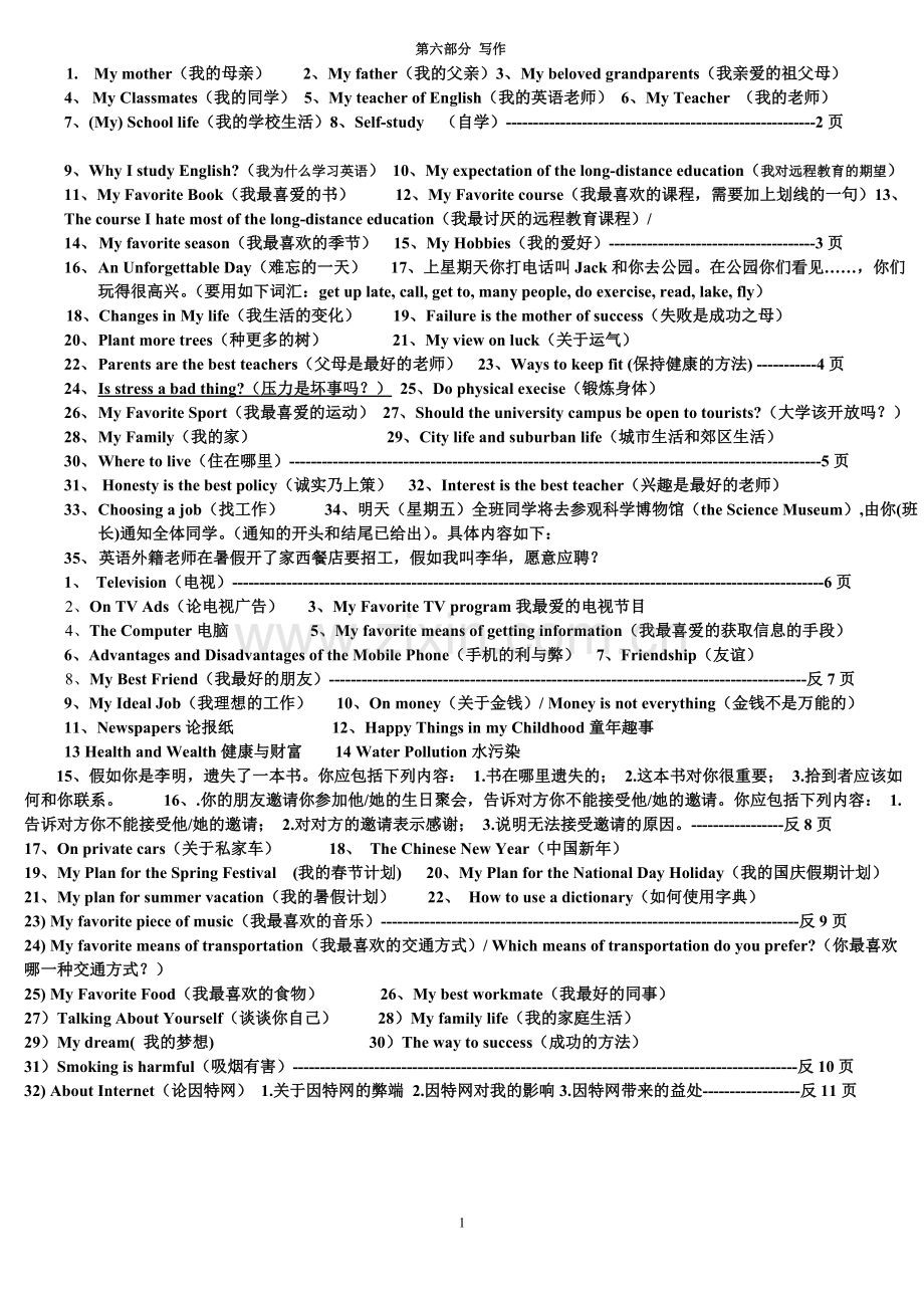 函授统考英语写作题库(大学英语B).doc_第1页