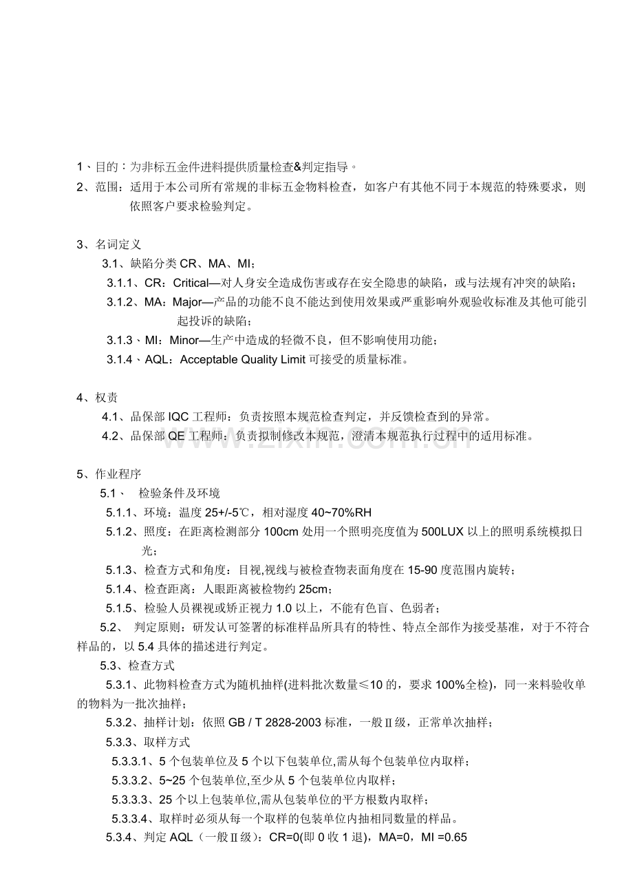 非标五金件检验方法.doc_第1页