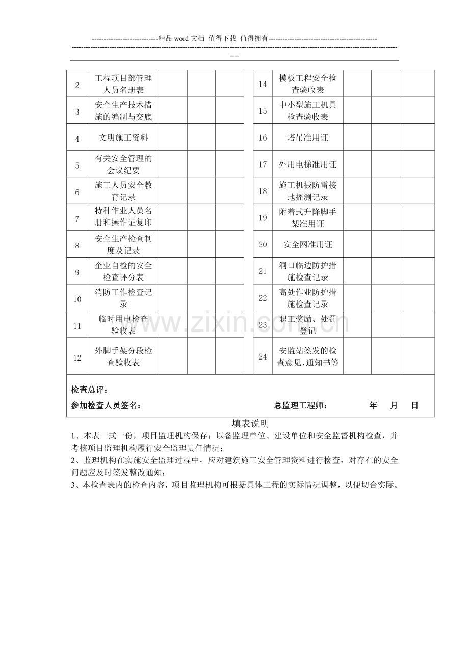 施工安全管理资料监理检查记录表.doc_第3页