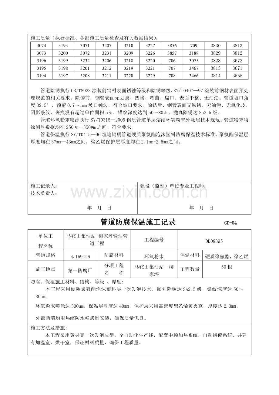 管道防腐保温记录.doc_第2页