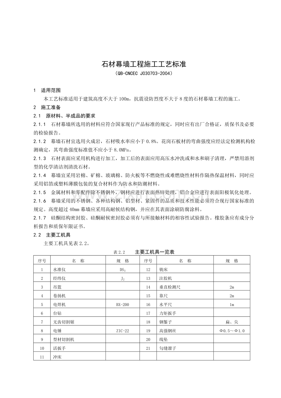 7.3石材幕墙工程施工工艺标准.doc_第1页