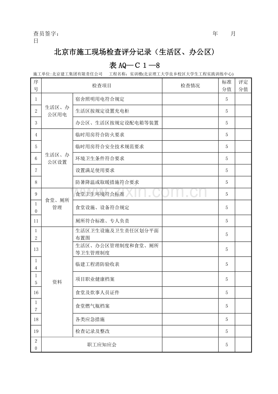 北京市施工现场检查评分记录(汇总表).doc_第3页