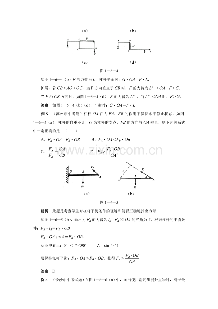 初中物理杠杆与滑轮典型例题解析.doc_第3页