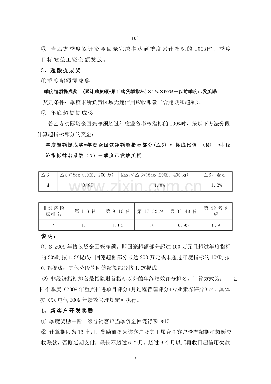 2009年分销业务员绩效考核协议书.doc_第3页