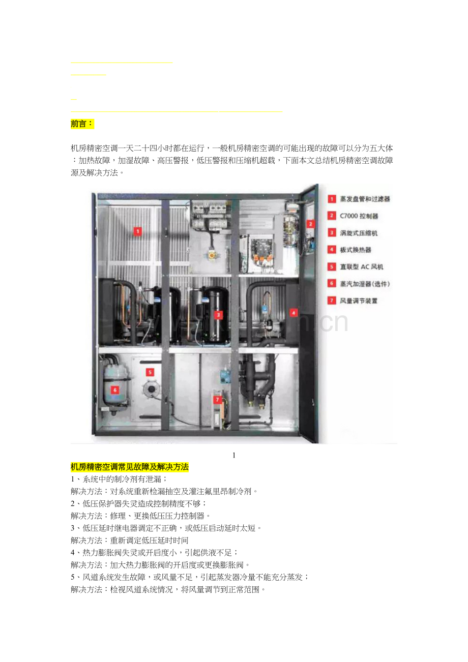 机房精密空调故障源分析与解决方案!.doc_第1页