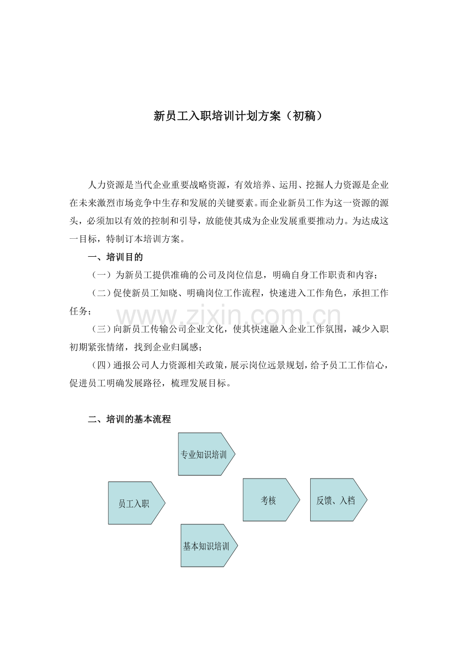 新员工入职培训计划(方案模板).doc_第1页