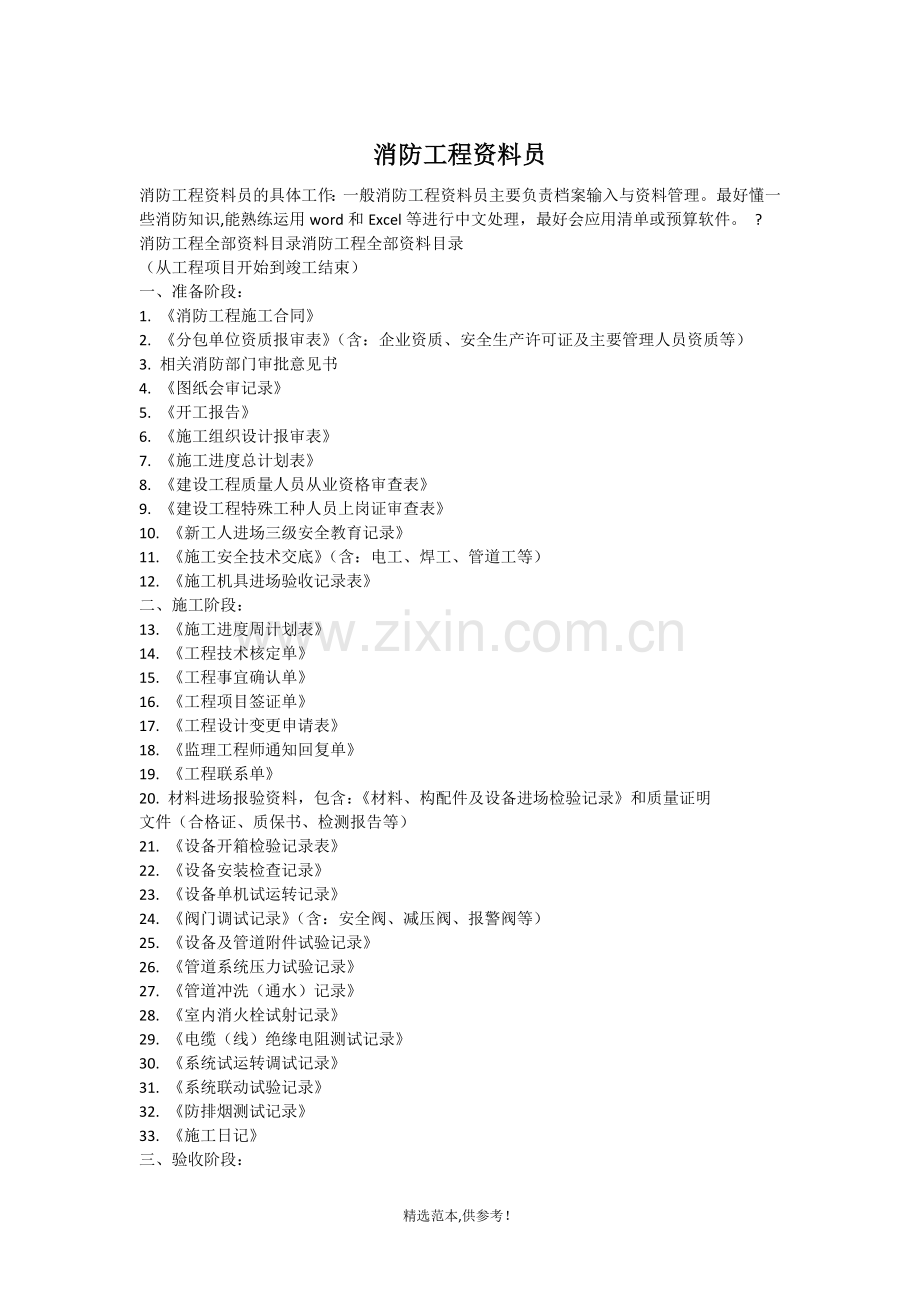 消防工程资料员.doc_第1页