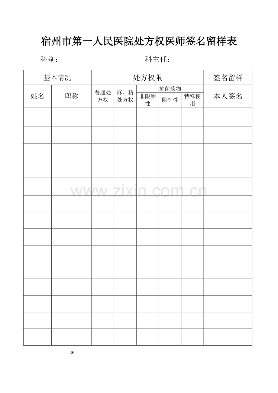 具有处方权医师签名留样表.doc_第1页