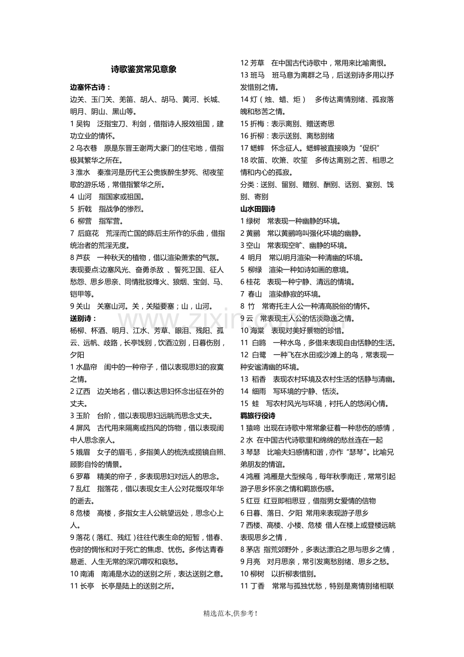 高中语文诗歌鉴赏常见意象.doc_第1页