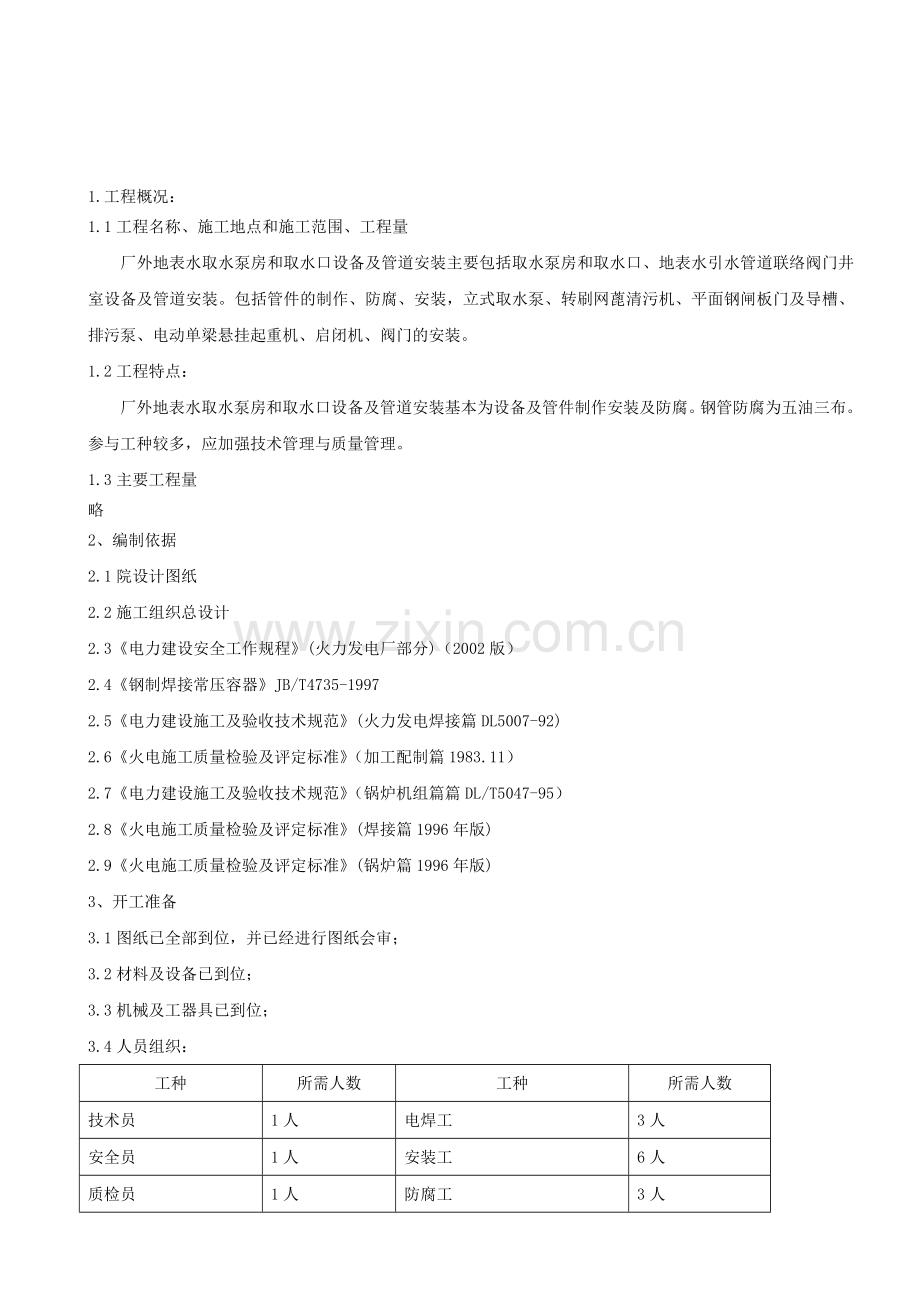 水泵房管道及设备安装作业指导书.doc_第1页