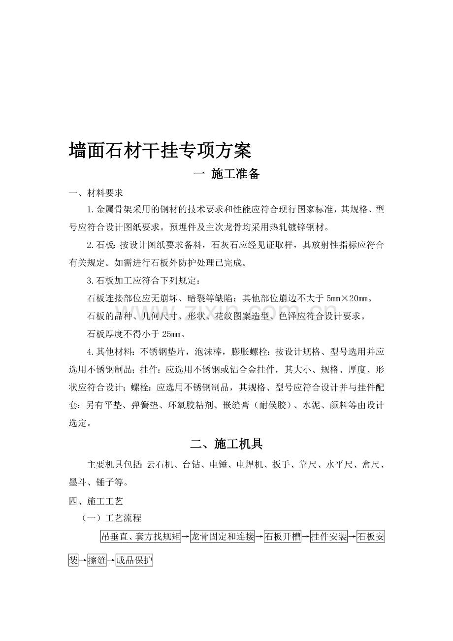 墙面干挂石材专项施工方案(五).doc_第1页