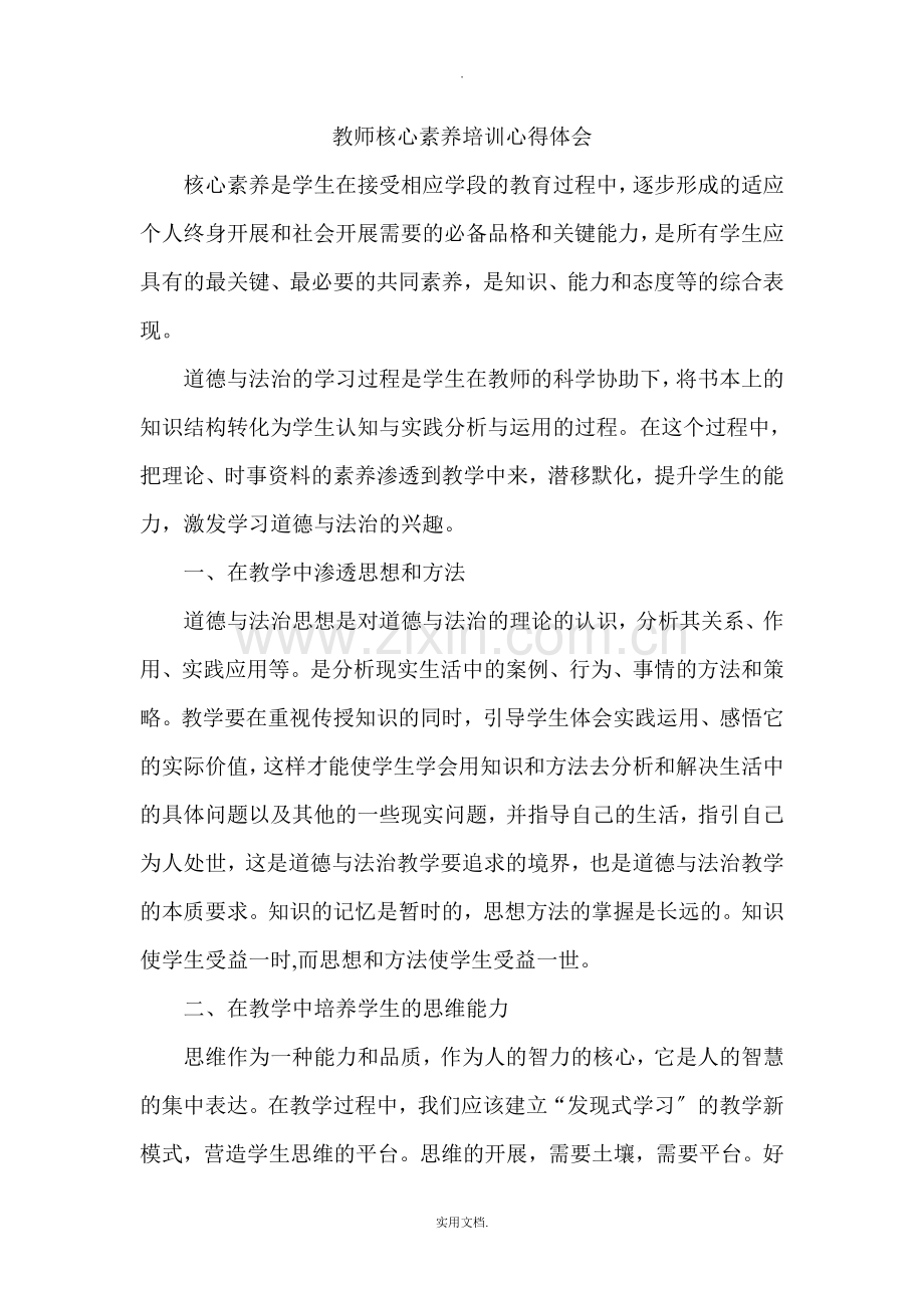 教师核心素养培训心得体会.doc_第1页