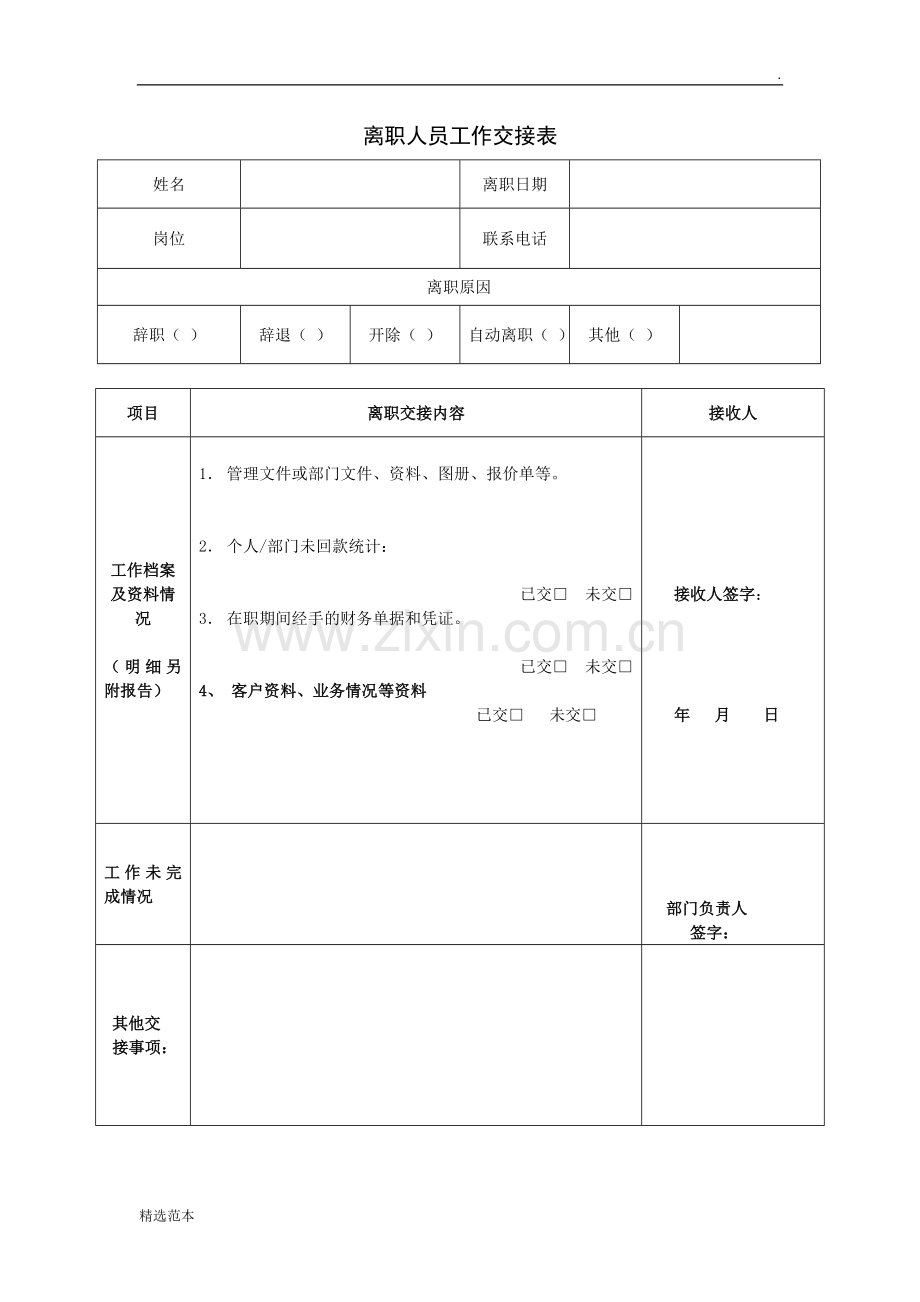 员工辞职申请表、交接表.doc_第2页