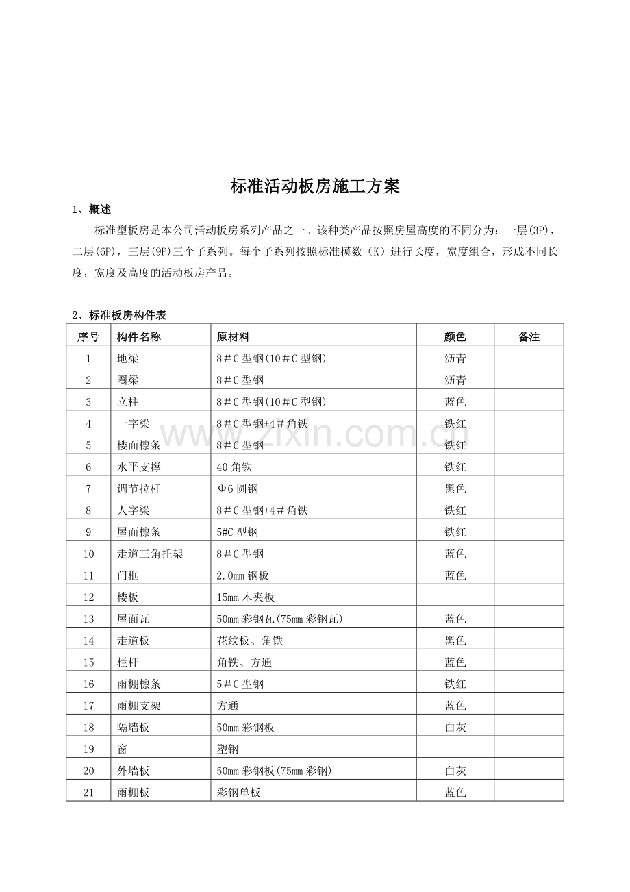 标准活动板房施工方案.doc_第1页