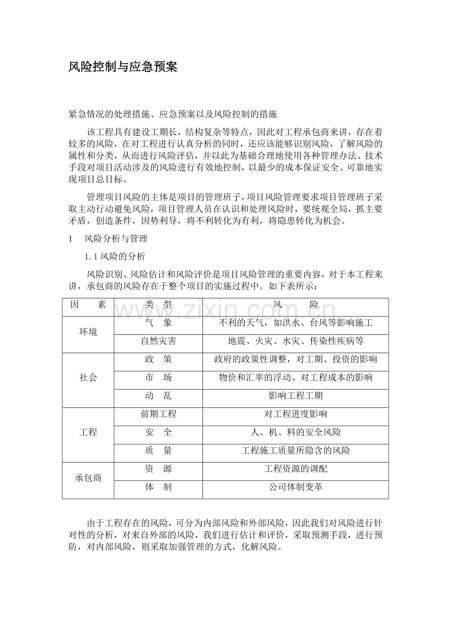 应急预案以及风险控制的措施及其他.docx_第1页