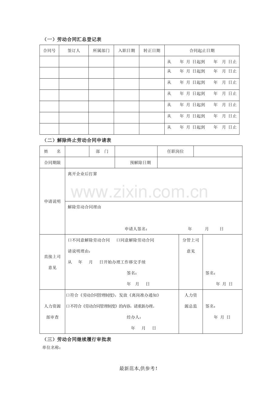 人力资源需要的各种表格.doc_第1页