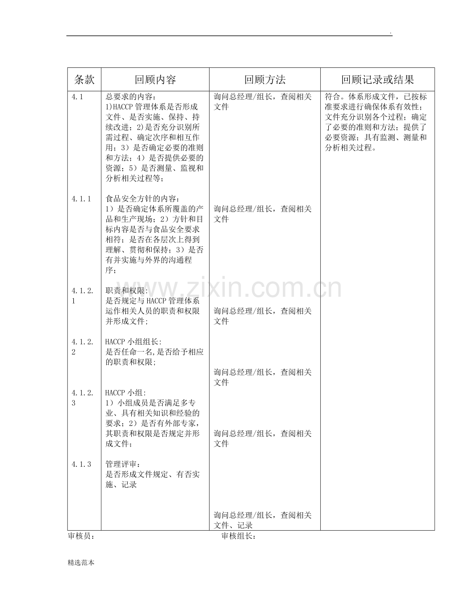 HACCP内审检查表.doc_第1页