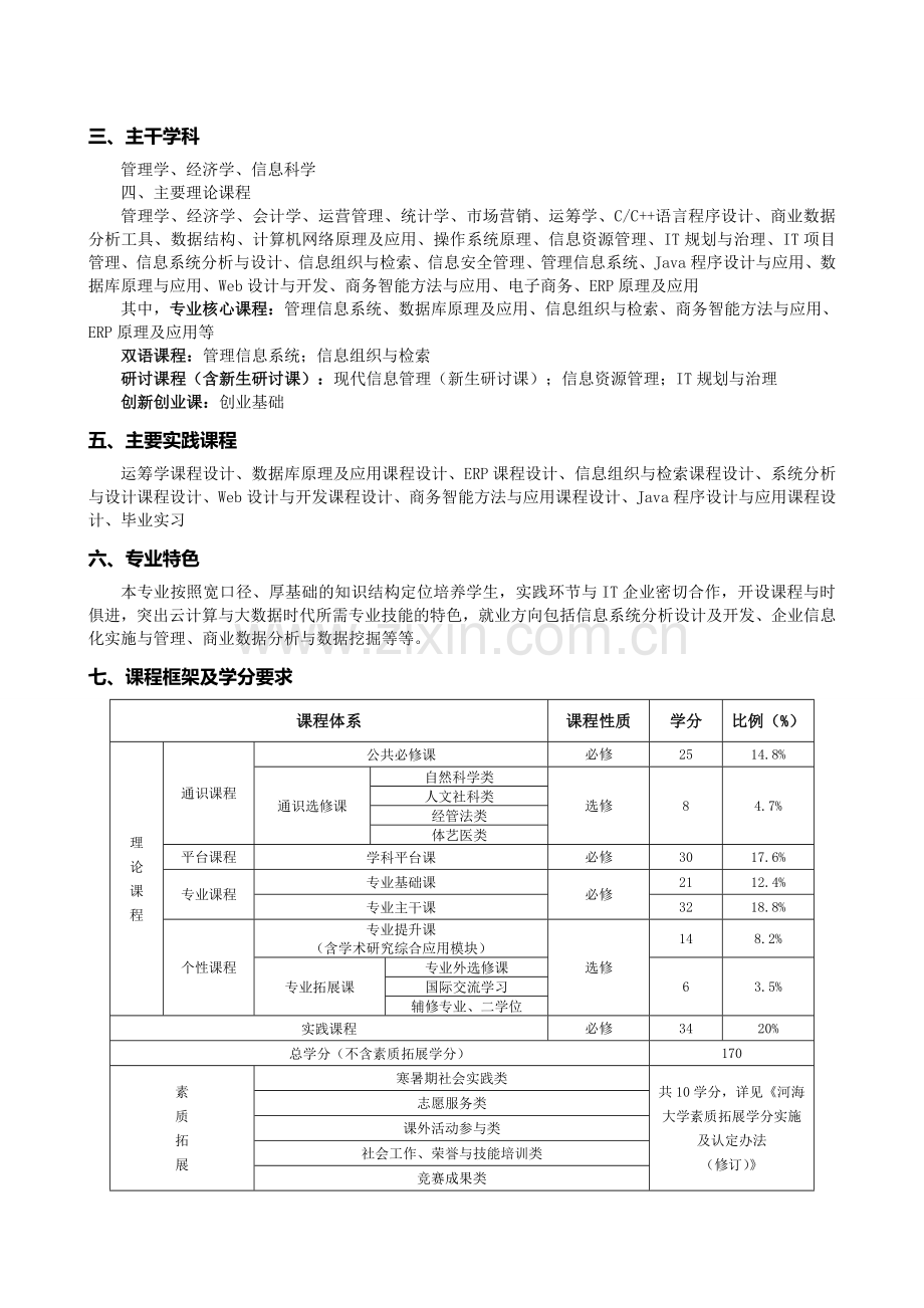 信息管理与信息系统专业本科培养方案.doc_第2页