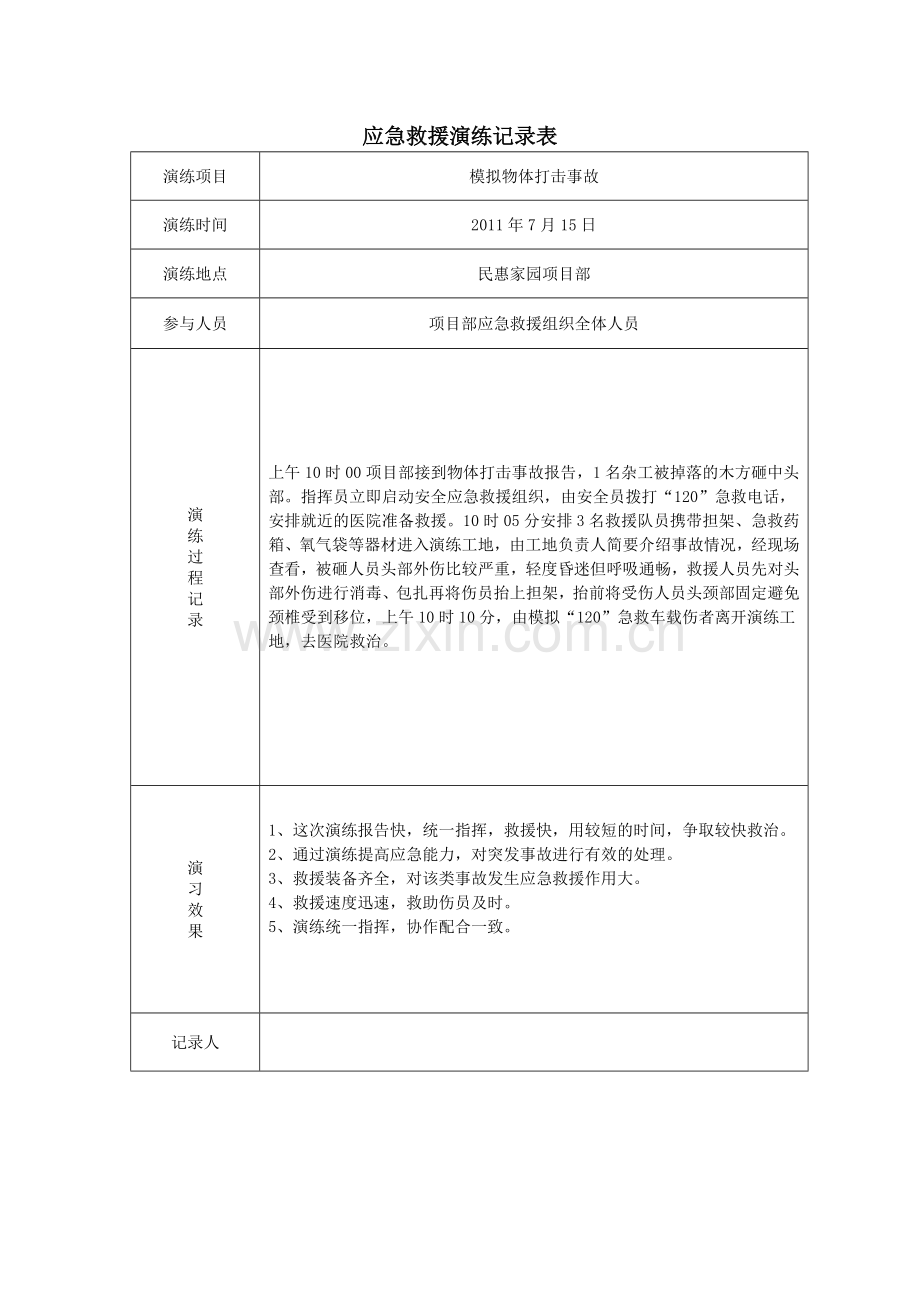 应急救援演练记录表.doc_第2页