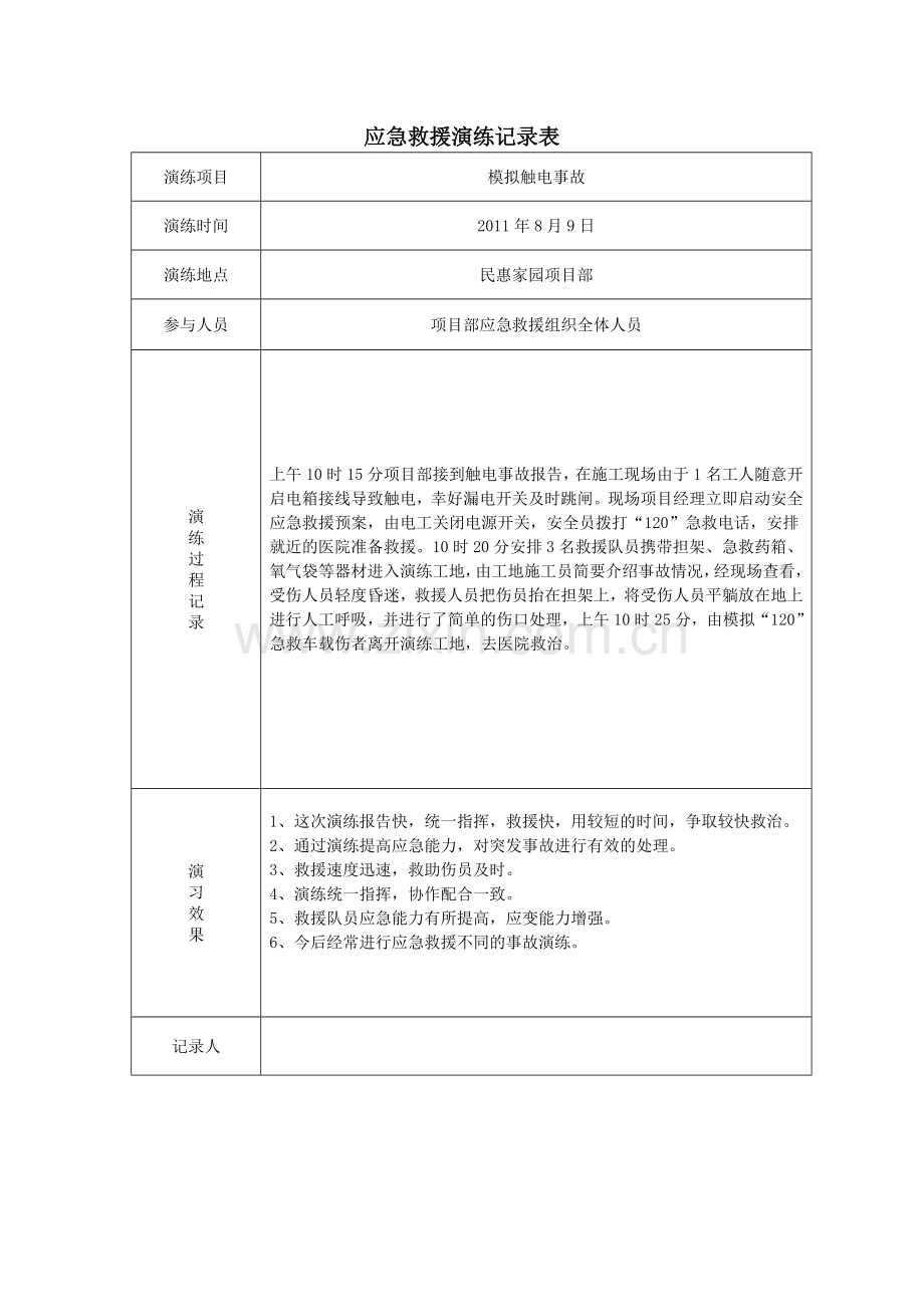 应急救援演练记录表.doc_第3页