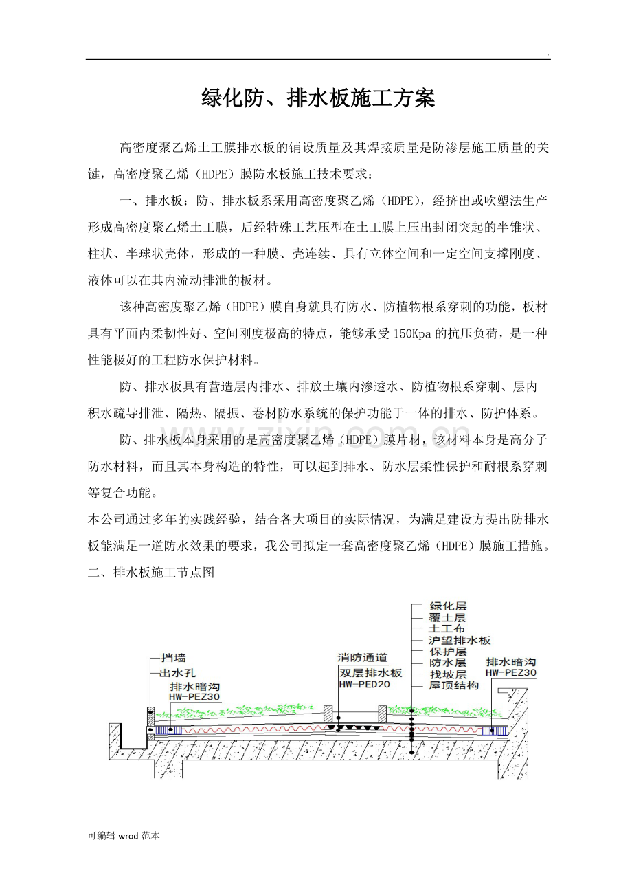 绿化排水板施工方案.doc_第1页