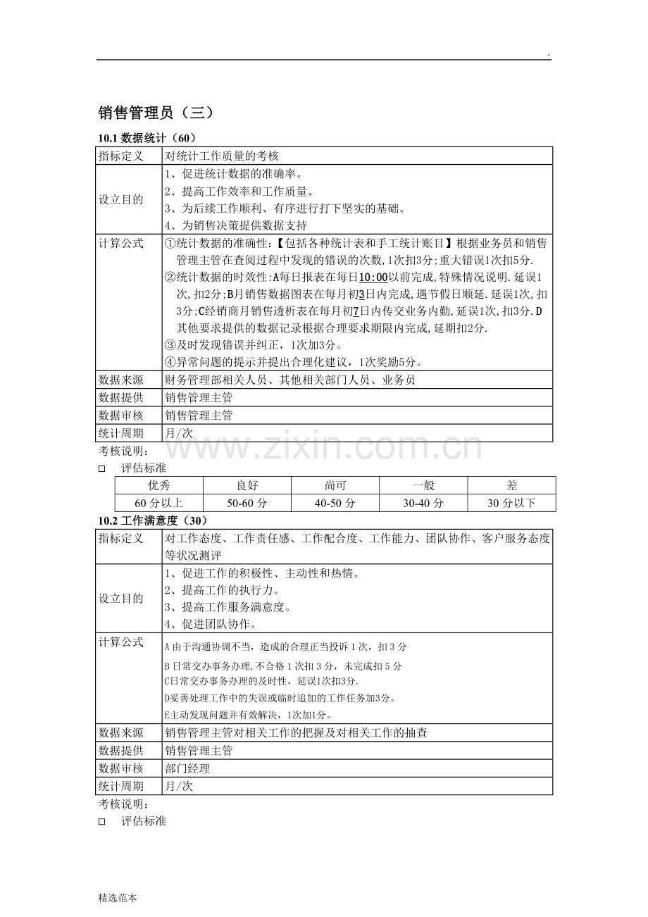 销售部销售管理制度员KPI考核指标.doc_第2页