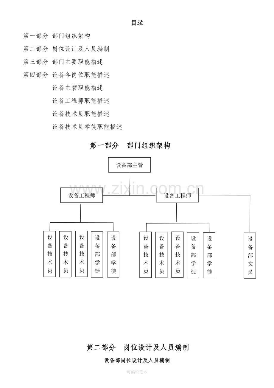 设备部组织架构及岗位职责说明.doc_第1页