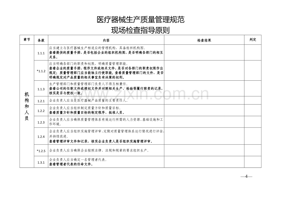 医疗器械生产质量管理规范内审检查表-自检表.docx_第1页