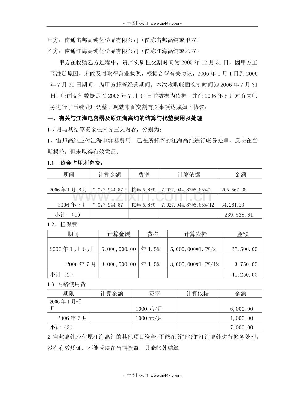 《某化学品公司资产收购交割协议书》(doc).doc_第1页