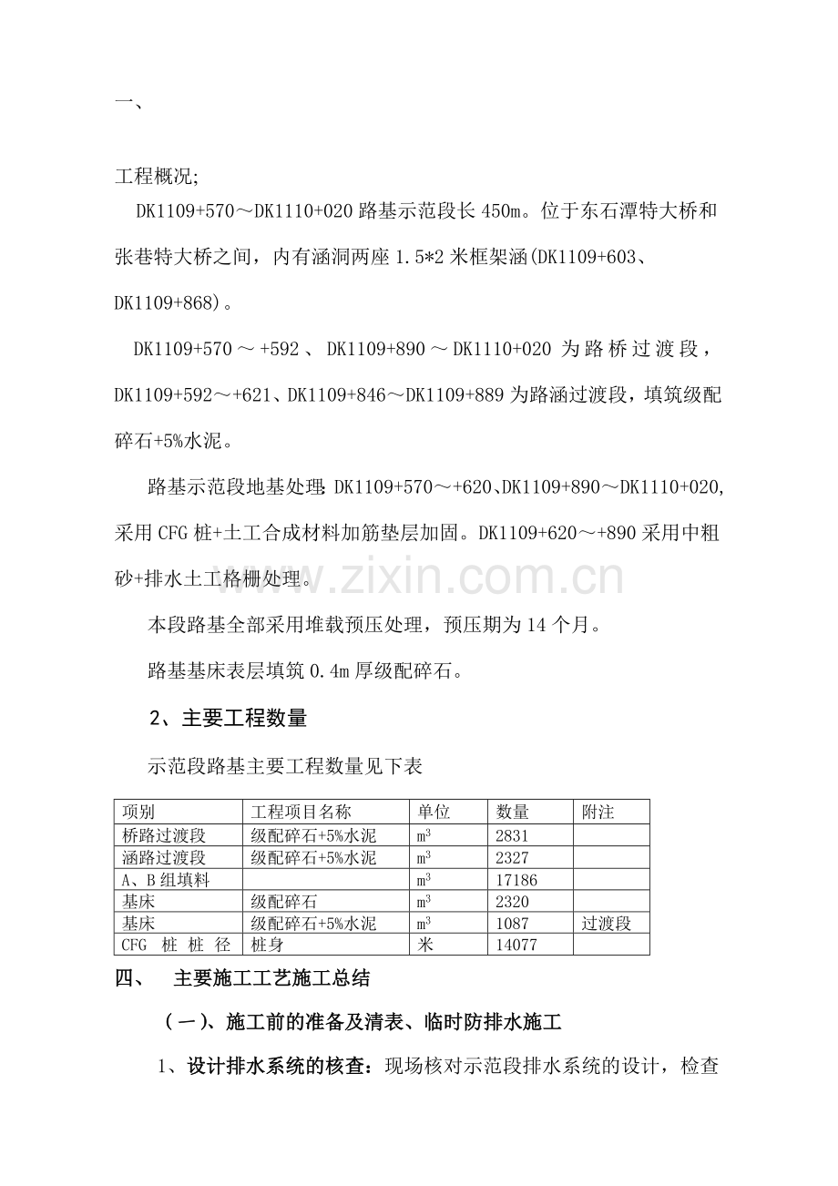 铁路客运专线示范段路基施工总结)1.doc_第1页