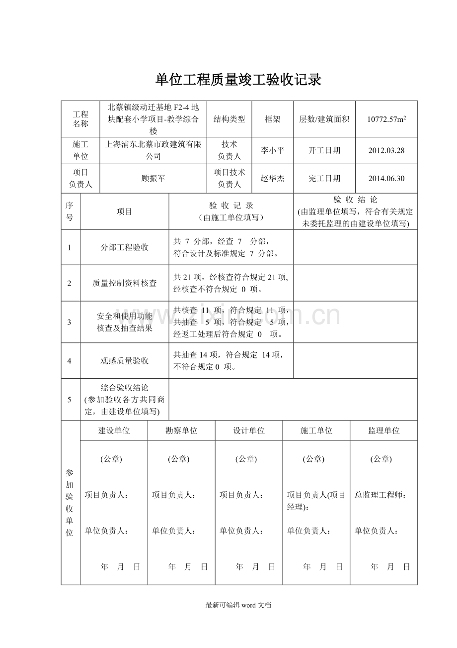 单位工程质量竣工验收记录.doc_第3页