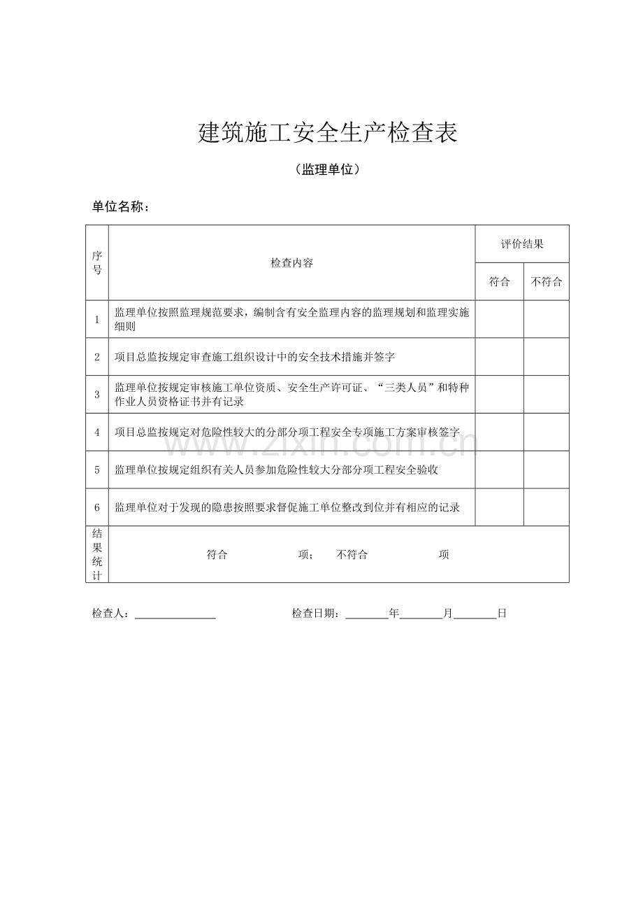 建筑施工安全生产检查表.doc_第1页